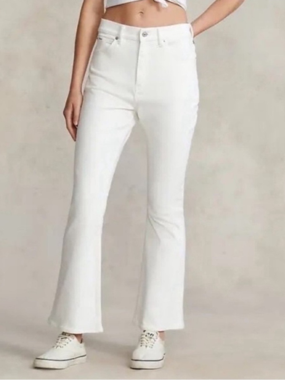 Polo 28 Jeans Ralph Lauren Sharona Crop Flare Jean in white NWT